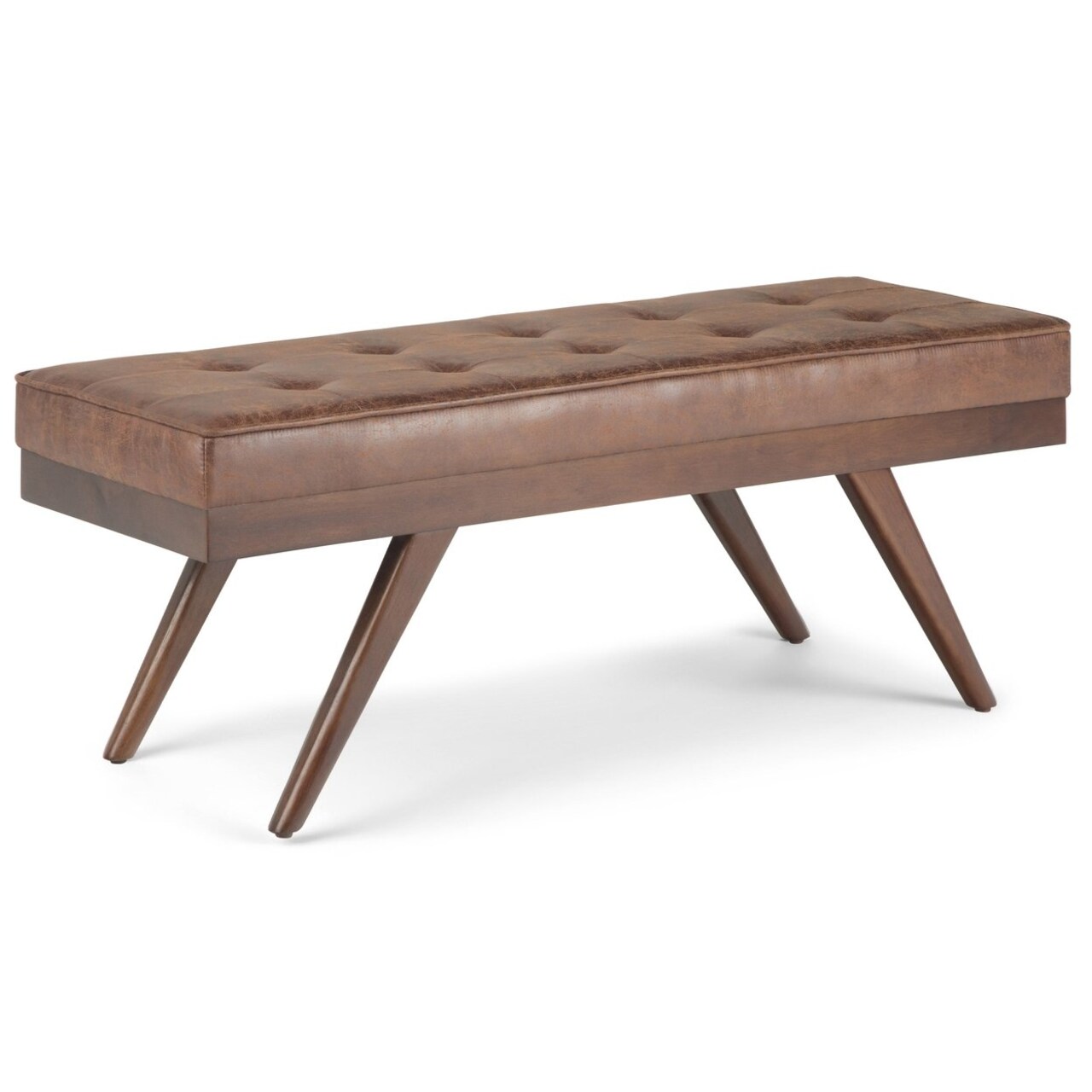 Simpli Home Pierce 48"Ottoman Bench Tufted Footrest Stool, Polyester Fabric
